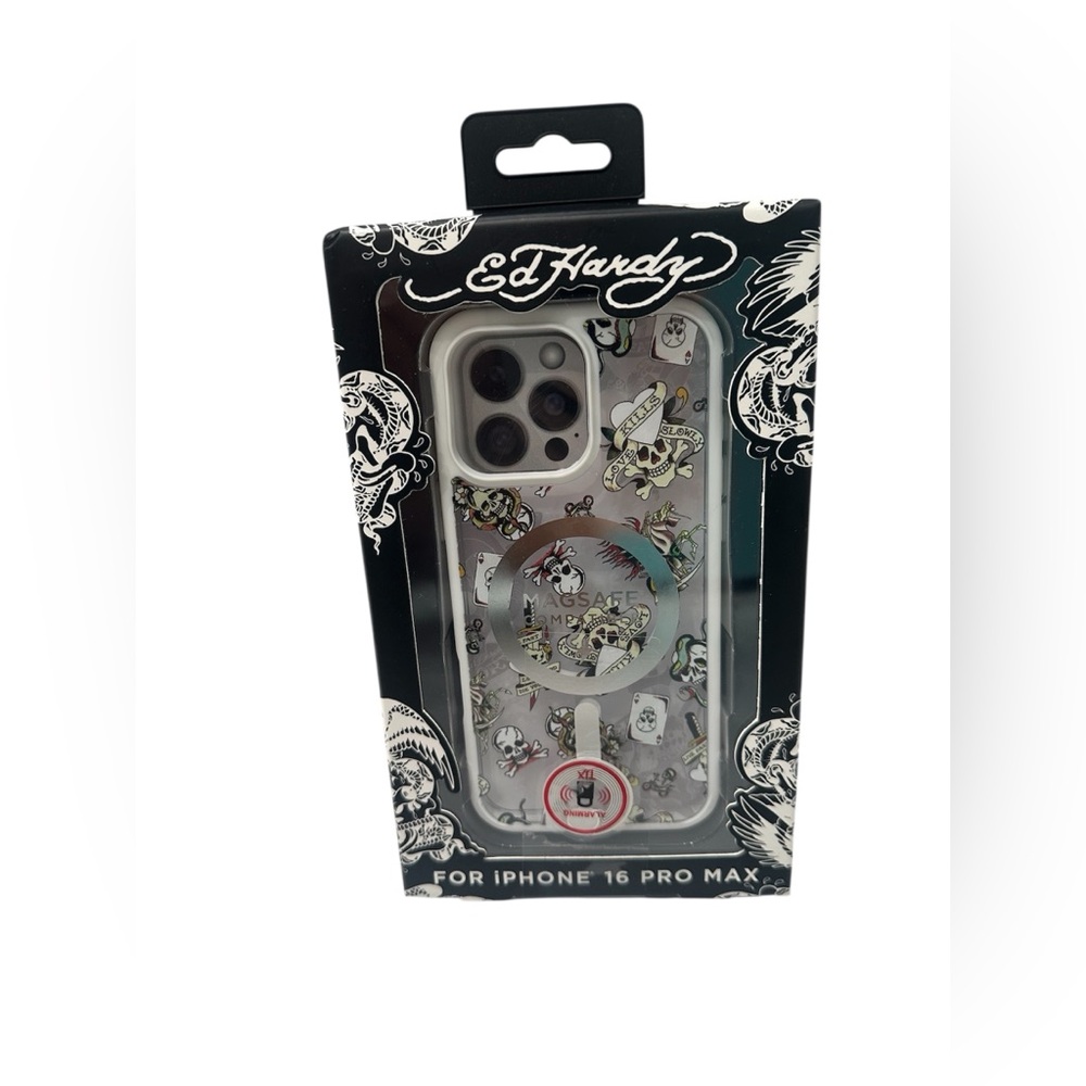 Ed Hardy Phone Case IPHONE 16 Pro Max Skull‎ Love Kills Slowly  Y2K Tattoo New